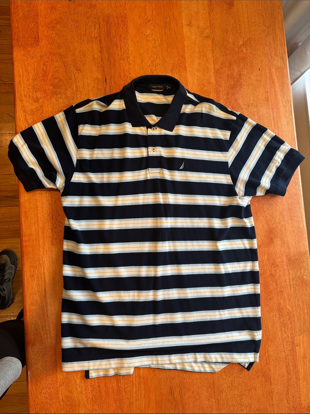 Nautica Men’s Striped Polo in Navy, White & Light Blue Mens XXL